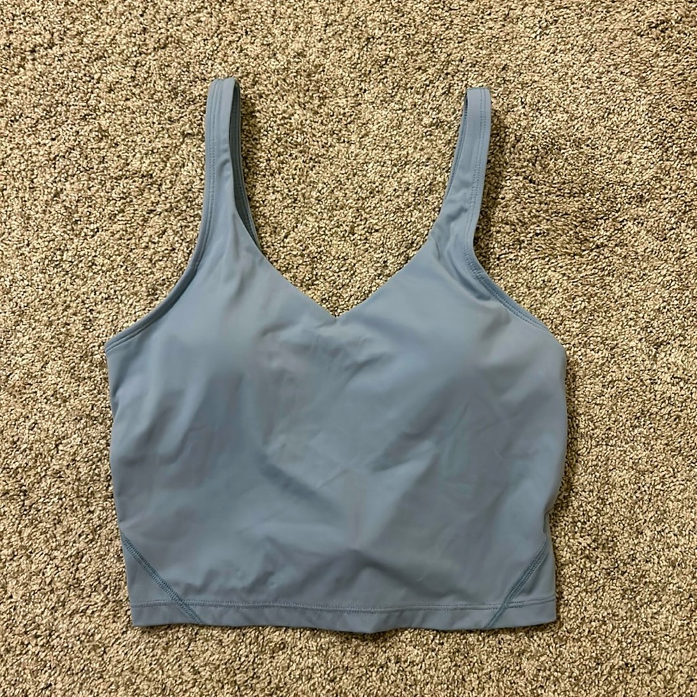 Athletic blue cropped tank top w/ built in bra